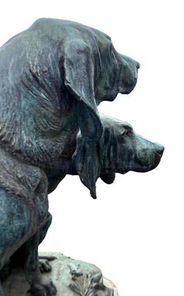 Auguste-Nicolas CAÏN, deux groupes monumentaux en bronze, socles en pierre d'origine, 1893-5