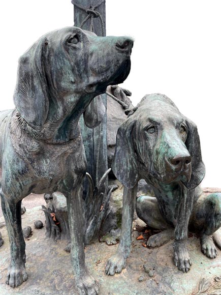 Auguste-Nicolas CAÏN, deux groupes monumentaux en bronze, socles en pierre d'origine, 1893-7