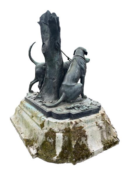 Auguste-Nicolas CAÏN, deux groupes monumentaux en bronze, socles en pierre d'origine, 1893-9