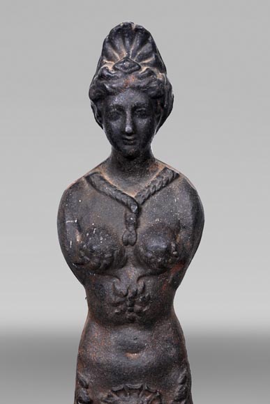 Paire de chenets en fonte de fer de style Renaissance – XIXe siècle-2