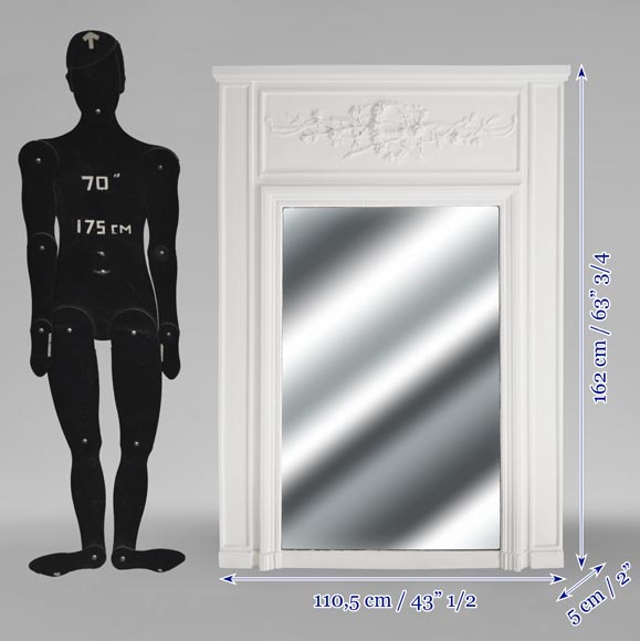 Trumeau de style Louis XVI décoré d'un arc fleuri-6