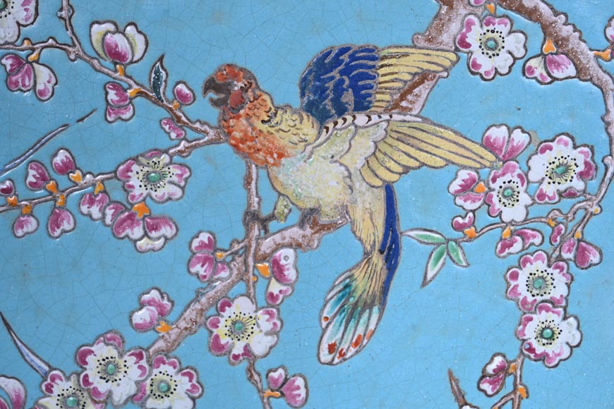 Eugène COLLINOT, Plaques de faïence décorative japonisante Eugène COLLINOT, Plaques de faïence décorative japonisante-6