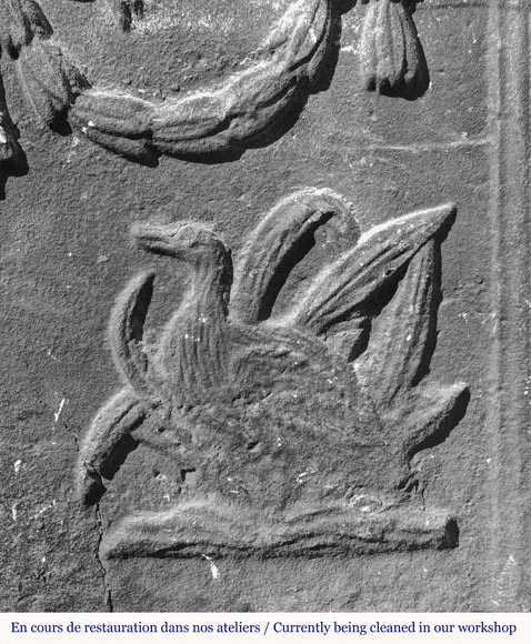 Plaque de cheminée en fonte aux oiseaux d'eaux-2