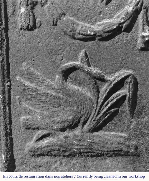 Plaque de cheminée en fonte aux oiseaux d'eaux-3