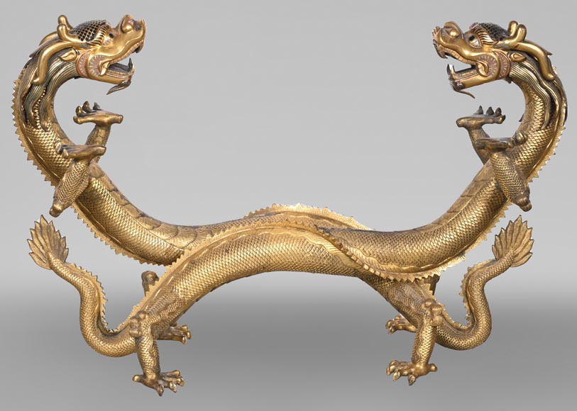 Cloche Dragon Vintage En Bronze Sculpté - Petite Cloche Feng Shui - Décoration De Bureau