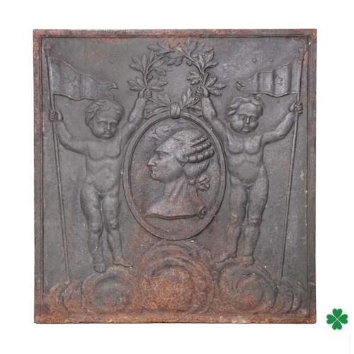 Plaque de cheminée en fonte à l'effigie de Louis XVI