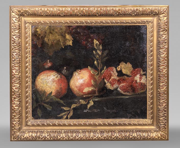 Nature morte aux grenades et raisins, école italienne, fin XVIIe siècle-0