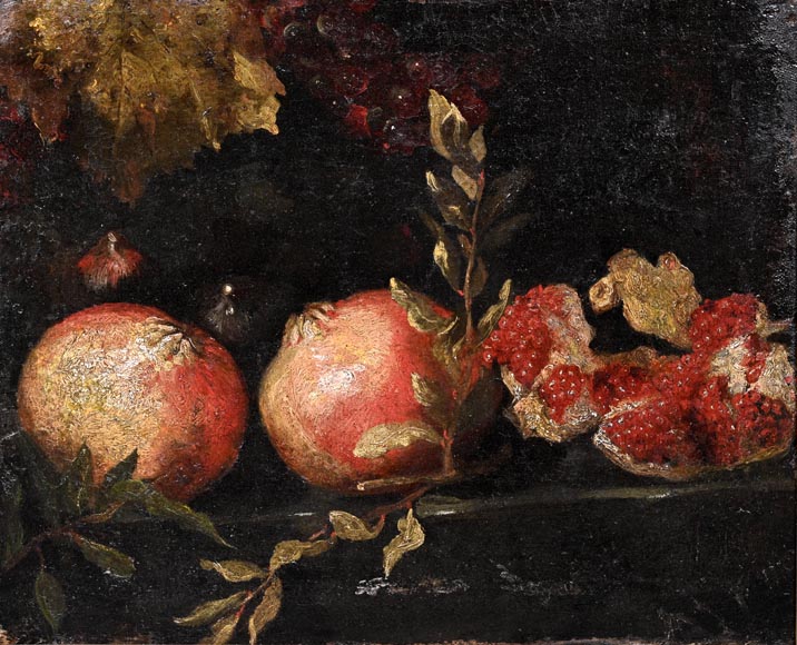 Nature morte aux grenades et raisins, école italienne, fin XVIIe siècle-1