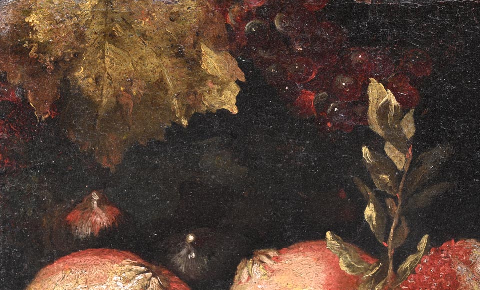 Nature morte aux grenades et raisins, école italienne, fin XVIIe siècle-4