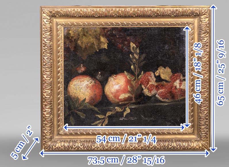 Nature morte aux grenades et raisins, école italienne, fin XVIIe siècle-7