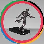 « Footballer », statuette en régule à patine verte