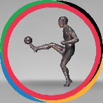 Statuette d'un joueur de football en régule
