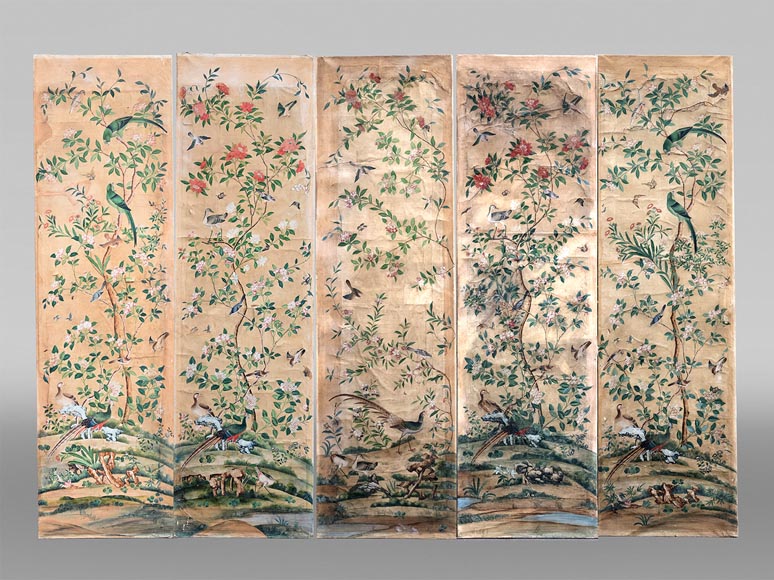 Cinq panneau de papier peint, Chine, XVIIIe siècle Cinq panneau de papier peint, Chine, XVIIIe siècle-0