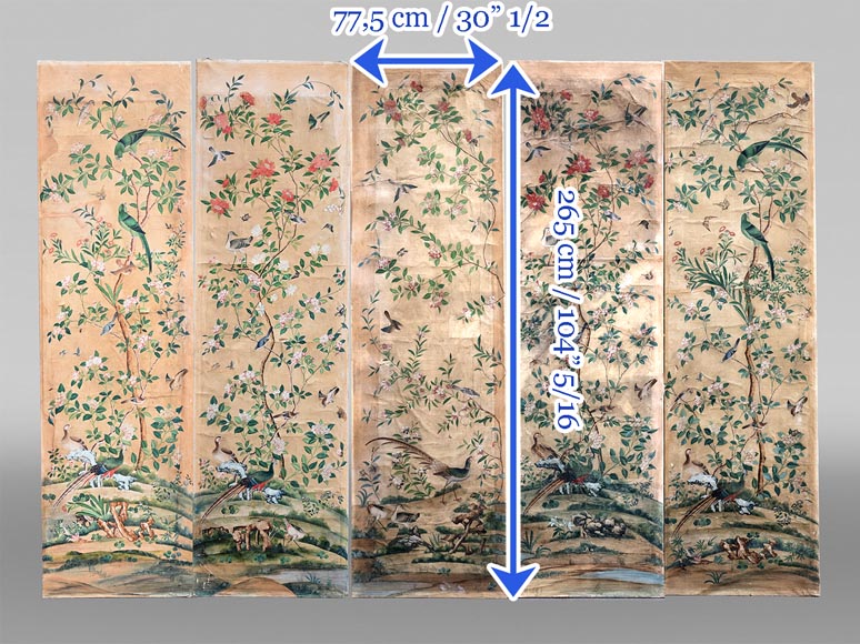 Cinq panneau de papier peint, Chine, XVIIIe siècle Cinq panneau de papier peint, Chine, XVIIIe siècle-17