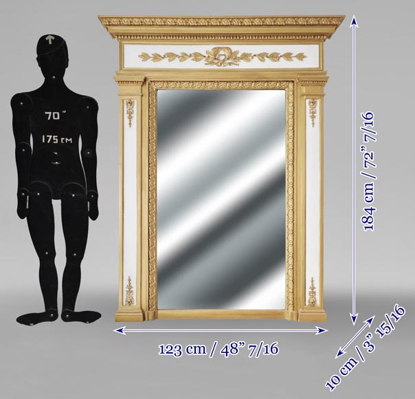 Trumeau de style Louis XVI rehaussé de peinture dorée-5