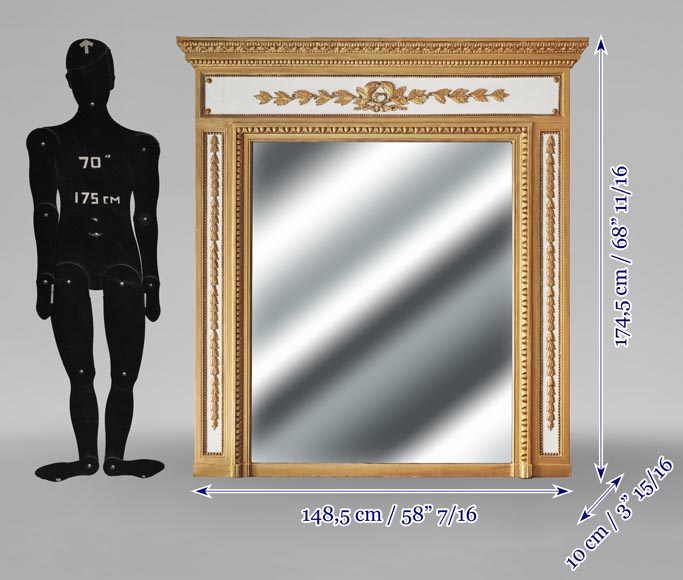 Trumeau de style Louis XVI rehaussé de peinture dorée-5