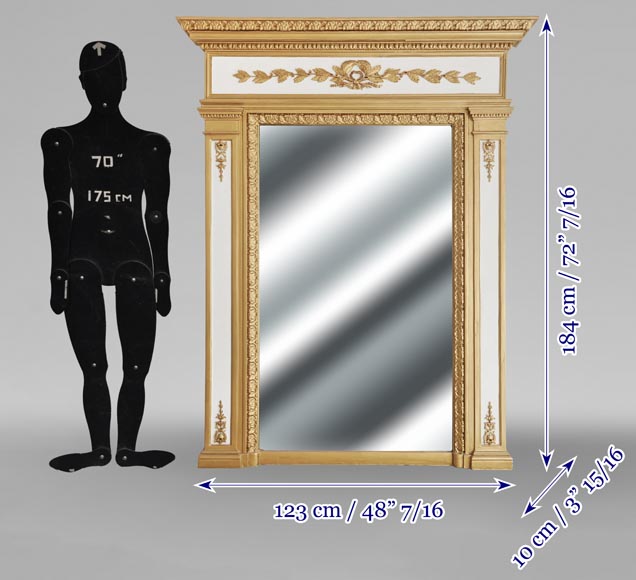 Trumeau de style Louis XVI rehaussé de peinture doré-6