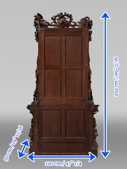 Jean-Pierre TAHAN & Joseph CREMER, buffet à deux corps sculpté avec panneau de marqueterie appelé “Meuble de Fantaisie” Exposition 1855-13