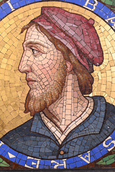 Attribué à Antonio Salviati (Vincenza, 1816 - Venise, 1890), paire de portraits en mosaïque Gioachino Rossini et Baldassarre Peruzz-2