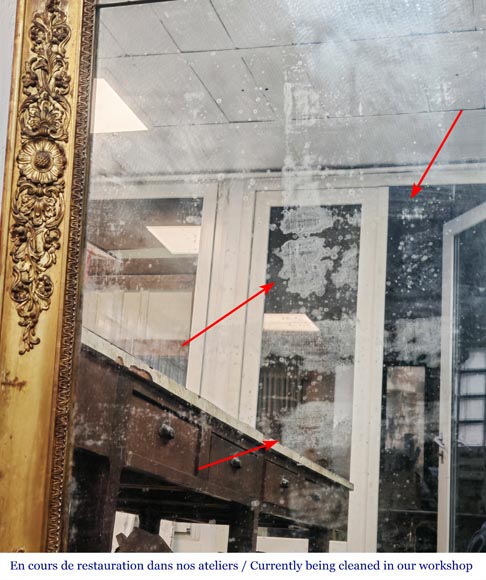 Petit trumeau d'époque Louis Philippe doré, richement décoré-7