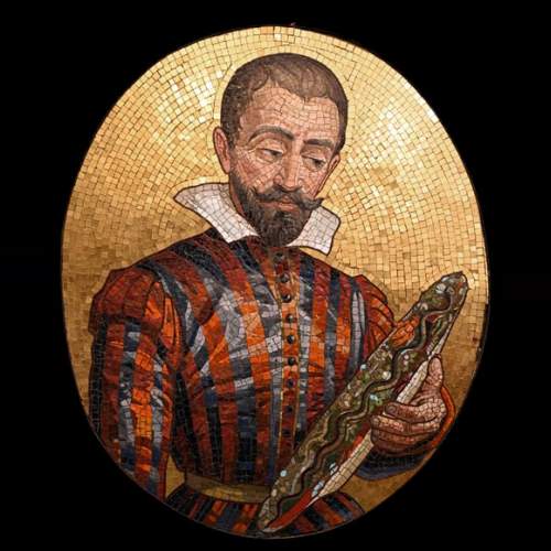 Attribué à Antonio Salviati (Vincenza, 1816 - Venise, 1890), portrait en mosaïque de Bernard Palissy