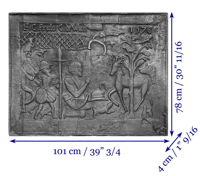 Plaque de cheminée en fonte représentant 