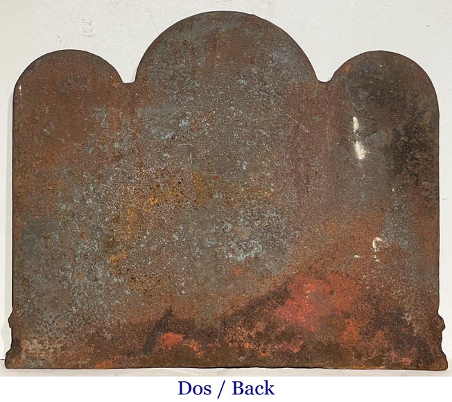 Plaque de cheminée à décor de lions et aux pots à feu-7