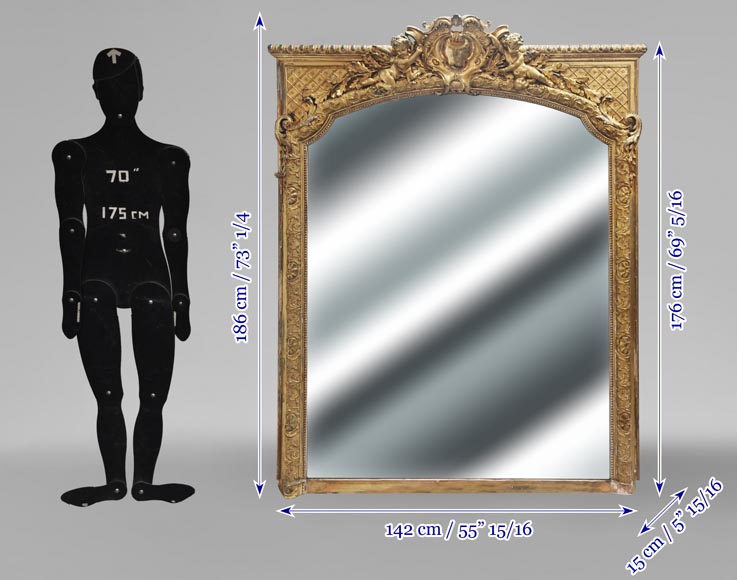 Trumeau richement doré de style Napoléon III, décoré de puttis Trumeau richement doré de style Napoléon III, décoré de puttis-9