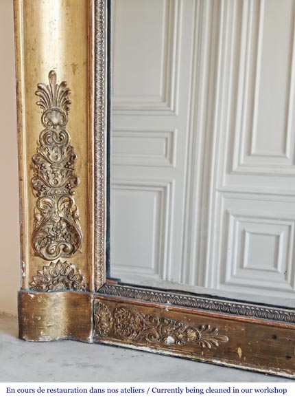 Trumeau doré d'époque Louis Philippe décoré de fleurs et d'une palmette-4