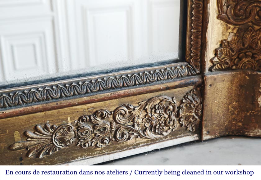 Trumeau doré d'époque Louis Philippe décoré de fleurs et d'une palmette-5