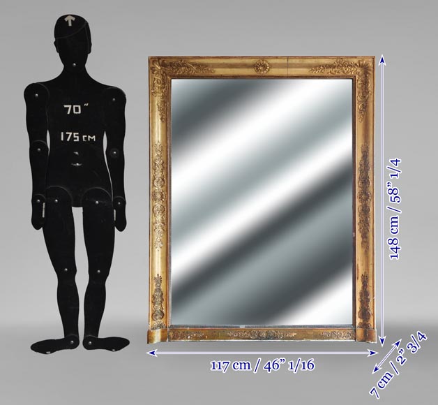 Trumeau doré d'époque Louis Philippe décoré de fleurs et d'une palmette-6