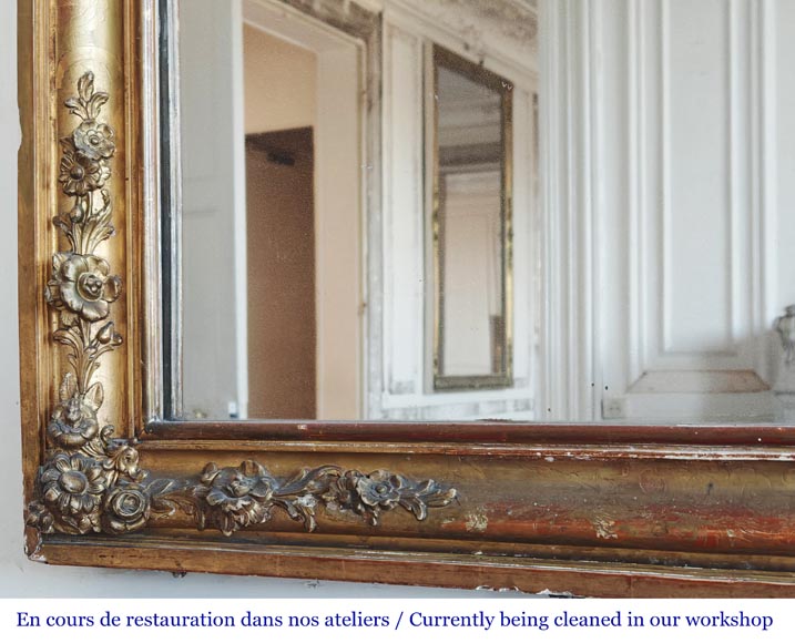 Trumeau doré d'époque Louis Philippe au décor floral et gravures Trumeau doré d'époque Louis Philippe au décor floral et gravures-5