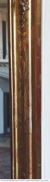 Trumeau doré d'époque Louis Philippe au décor floral et gravures Trumeau doré d'époque Louis Philippe au décor floral et gravures-6