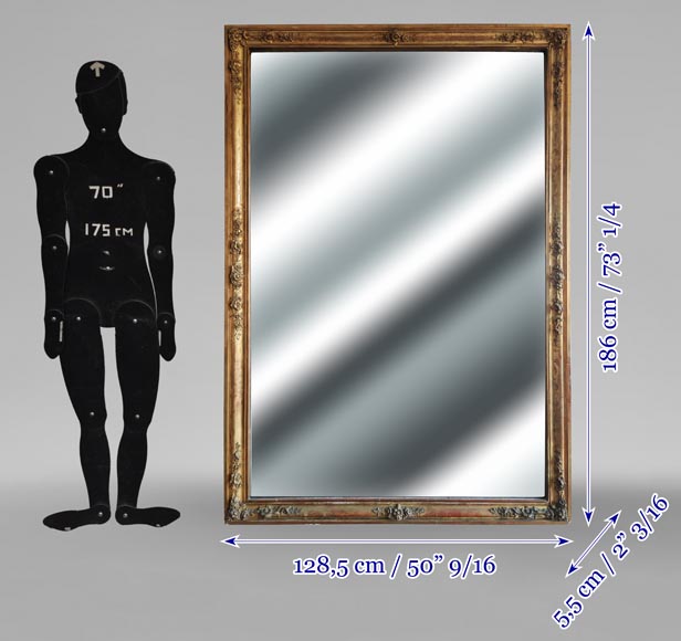 Trumeau doré d'époque Louis Philippe au décor floral et gravures Trumeau doré d'époque Louis Philippe au décor floral et gravures-8