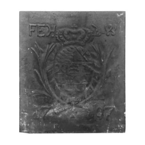 Plaque de cheminée de forme carrée, décorée