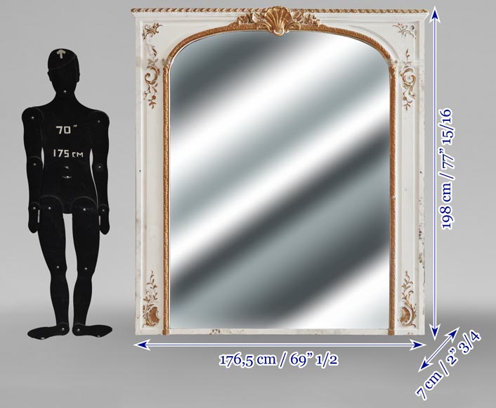 Trumeau de style Louis XV décoré d'une coquille en peinture dorée-6