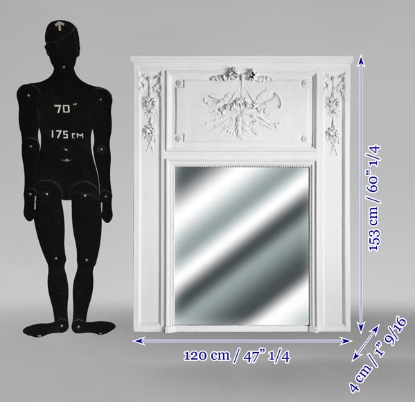 Trumeau de style Louis XVI a décor floral-5