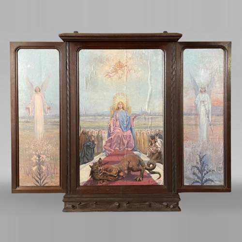 Charles-Édouard MAUGENDRE-VILLERS (1852-1922), Triptyque votif à la Vierge protectrice contre la peste