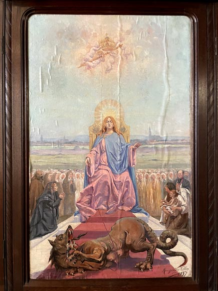 Charles-Édouard MAUGENDRE-VILLERS (1852-1922), Triptyque votif à la Vierge protectrice contre la peste-2