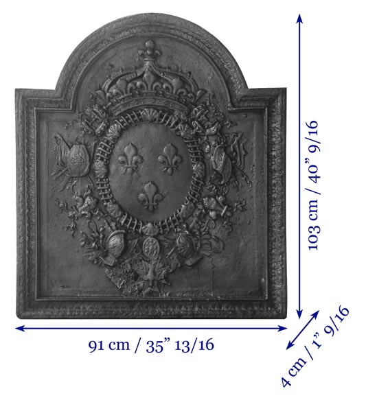 Plaque de cheminée aux armes de France et au H couronné-11