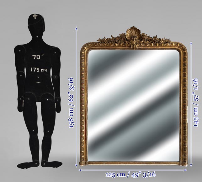 Trumeau doré de style Louis XV surmonté d'une coquille Trumeau doré de style Louis XV surmonté d'une coquille-5