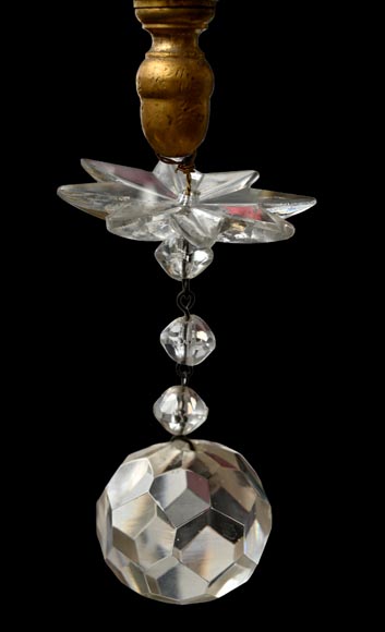 Lustre à six feux en cristal taillé et bronze doré, dans le style de la Cristallerie Royale de Champagne de Bayel-3
