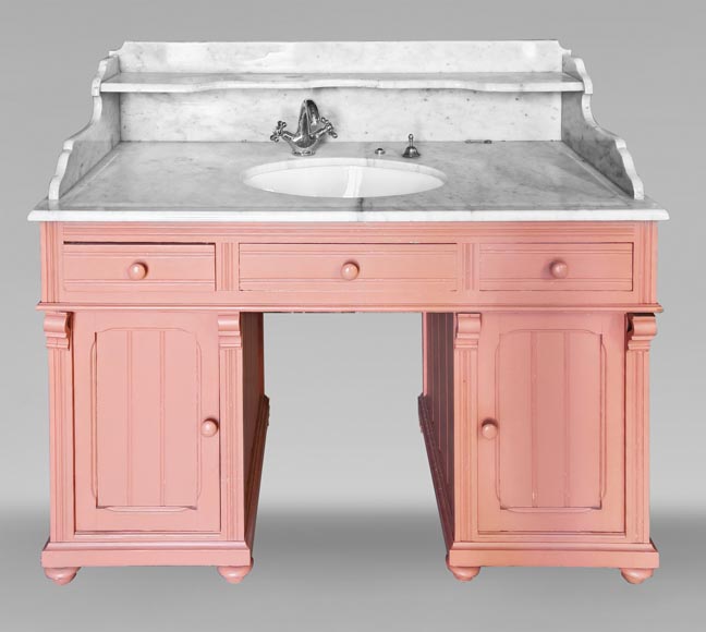 Lavabo de style Napoléon III en marbre et bois peint Lavabo de style Napoléon III en marbre et bois peint-0