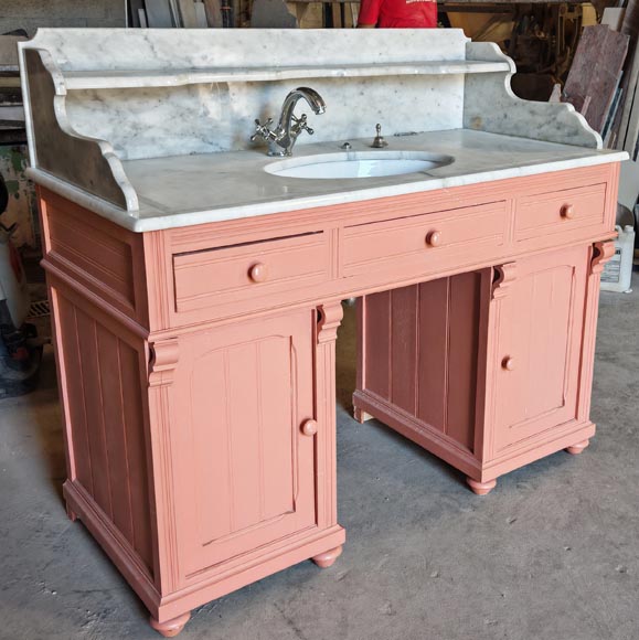Lavabo de style Napoléon III en marbre et bois peint Lavabo de style Napoléon III en marbre et bois peint-1