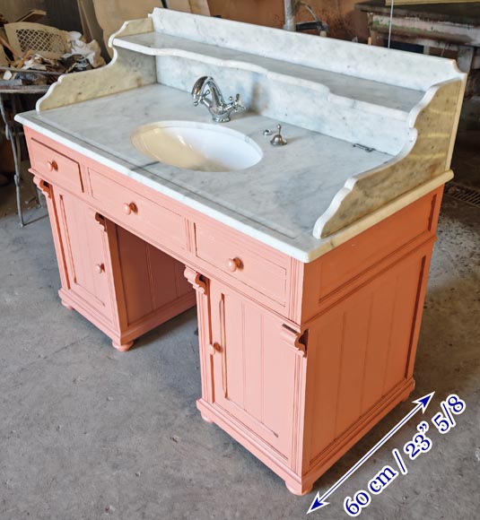 Lavabo de style Napoléon III en marbre et bois peint Lavabo de style Napoléon III en marbre et bois peint-2