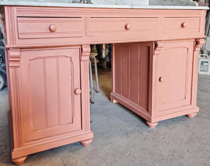 Lavabo de style Napoléon III en marbre et bois peint Lavabo de style Napoléon III en marbre et bois peint-5