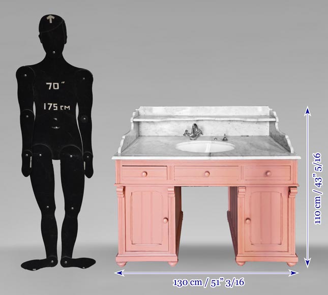 Lavabo de style Napoléon III en marbre et bois peint Lavabo de style Napoléon III en marbre et bois peint-6