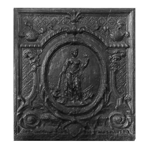 Plaque de cheminée décorée d'une allégorie du feu