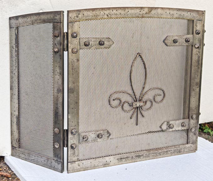 Pare étincelle moderne décoré d'une fleur de lys-1