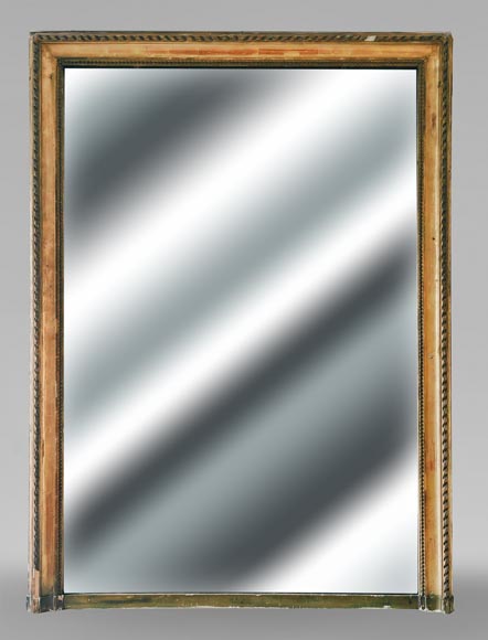 Trumeau de style Louis XVI doré, à frise de ruban et de perle-0